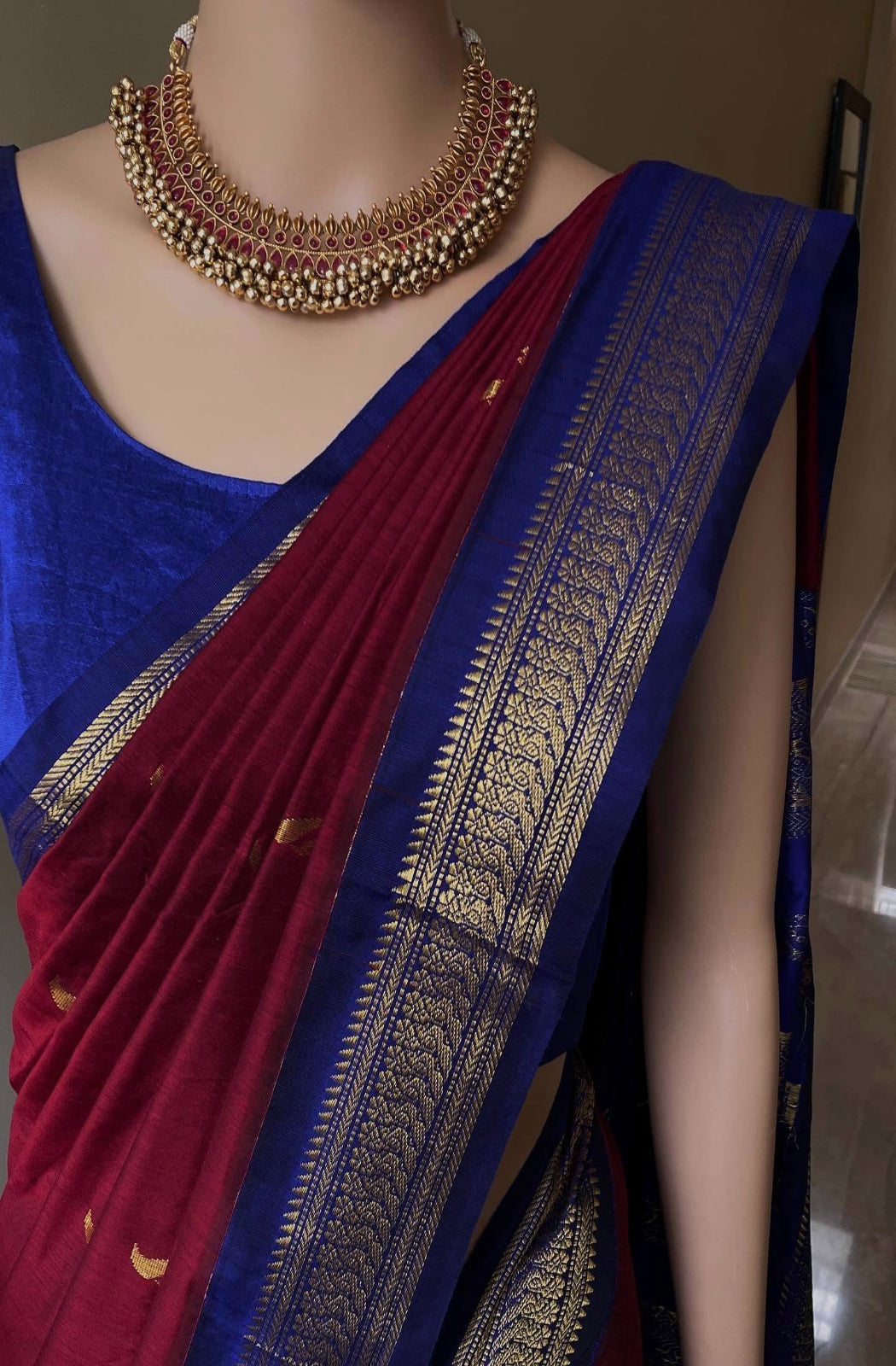 Outlets Deep Maroon Peacock Saree