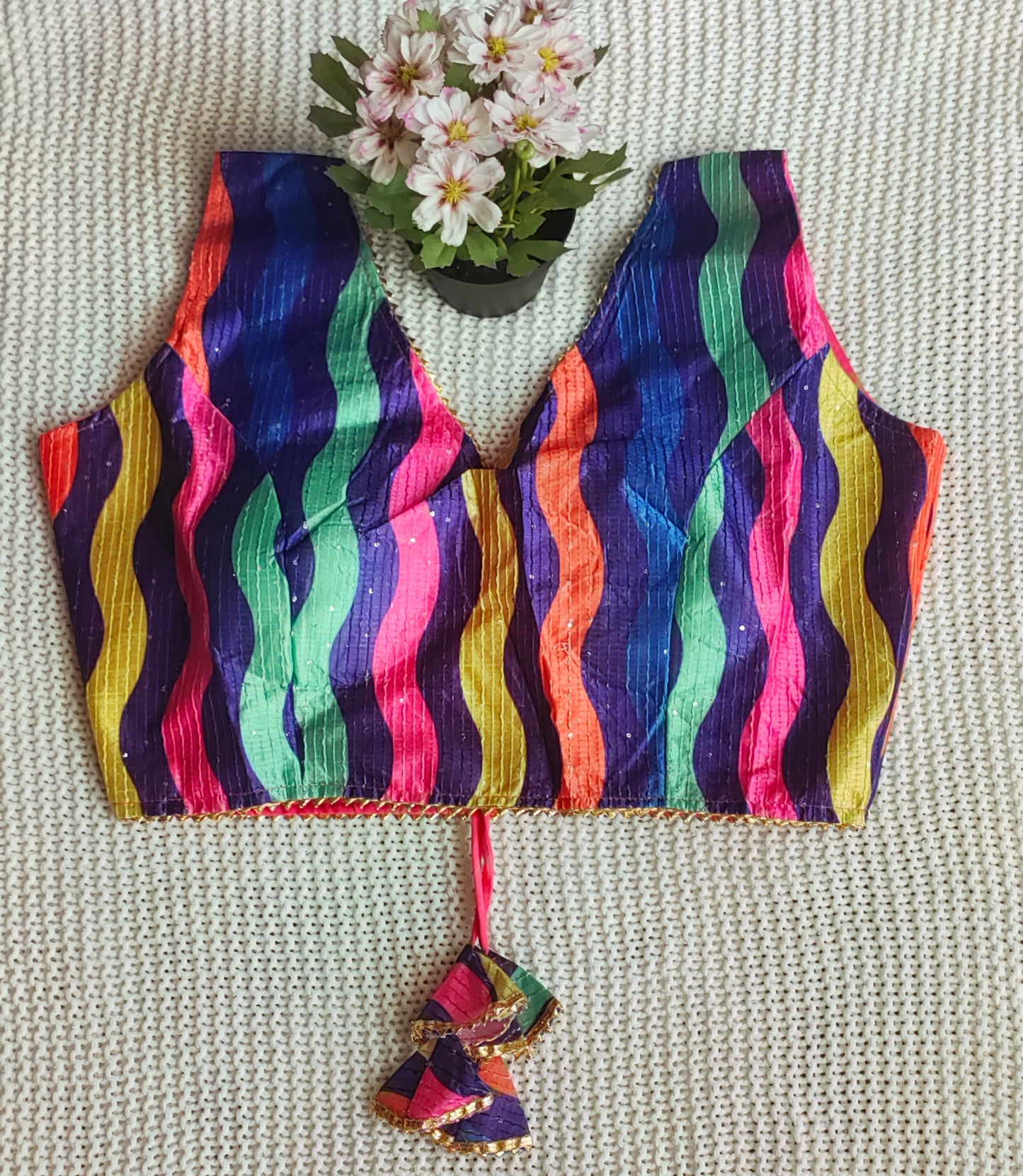 Party Wear Multi Color Creap Blouse