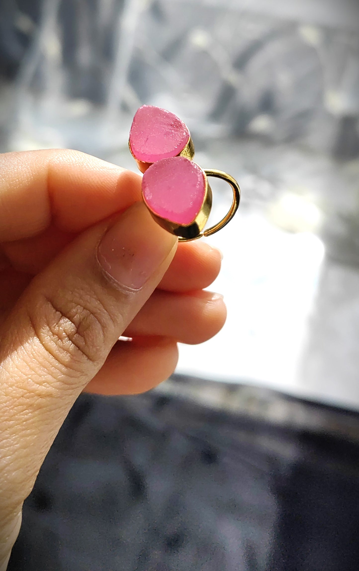 Sea Stone Adjustable Finger Rings in Multicolor for women's
