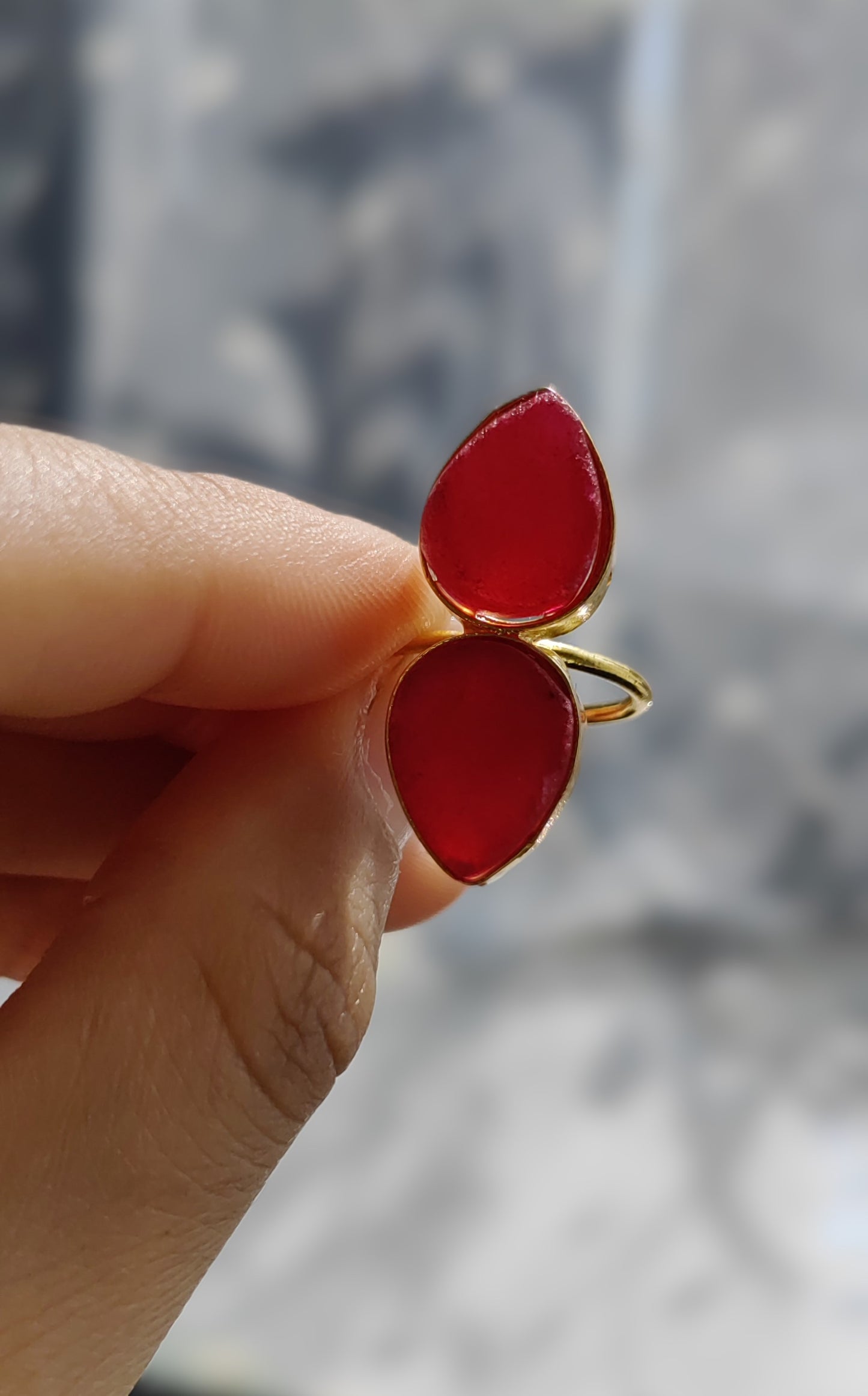 Sea Stone Adjustable Finger Rings in Multicolor for women's