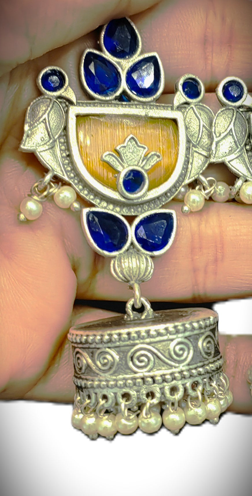 Peacock Brass Jhumka Earrings for Women