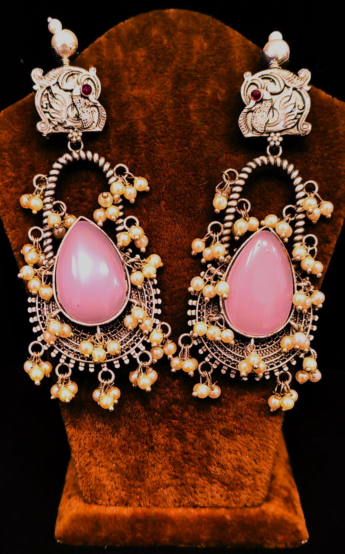 Graceful Long hanging Earrings Embellished with Stunning Stones and Beads"