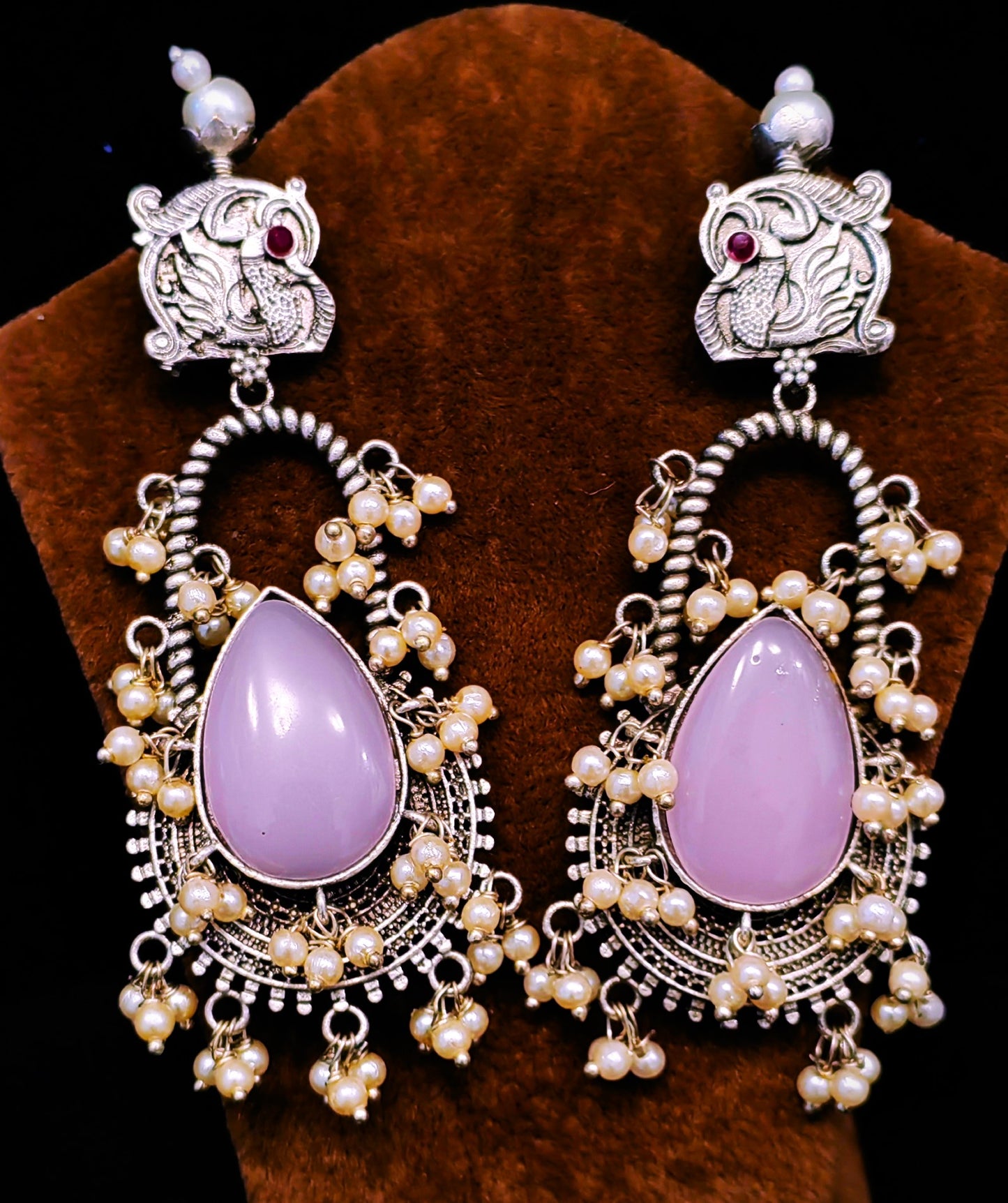 Graceful Long hanging Earrings Embellished with Stunning Stones and Beads"