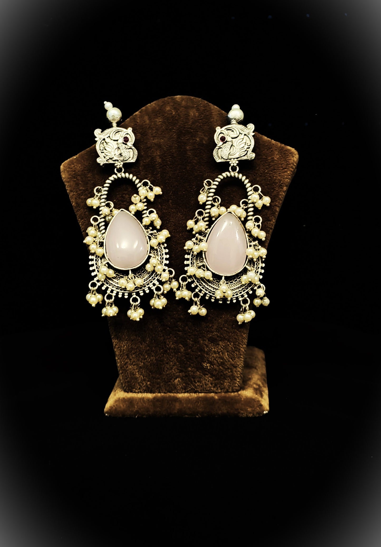 Graceful Long hanging Earrings Embellished with Stunning Stones and Beads"