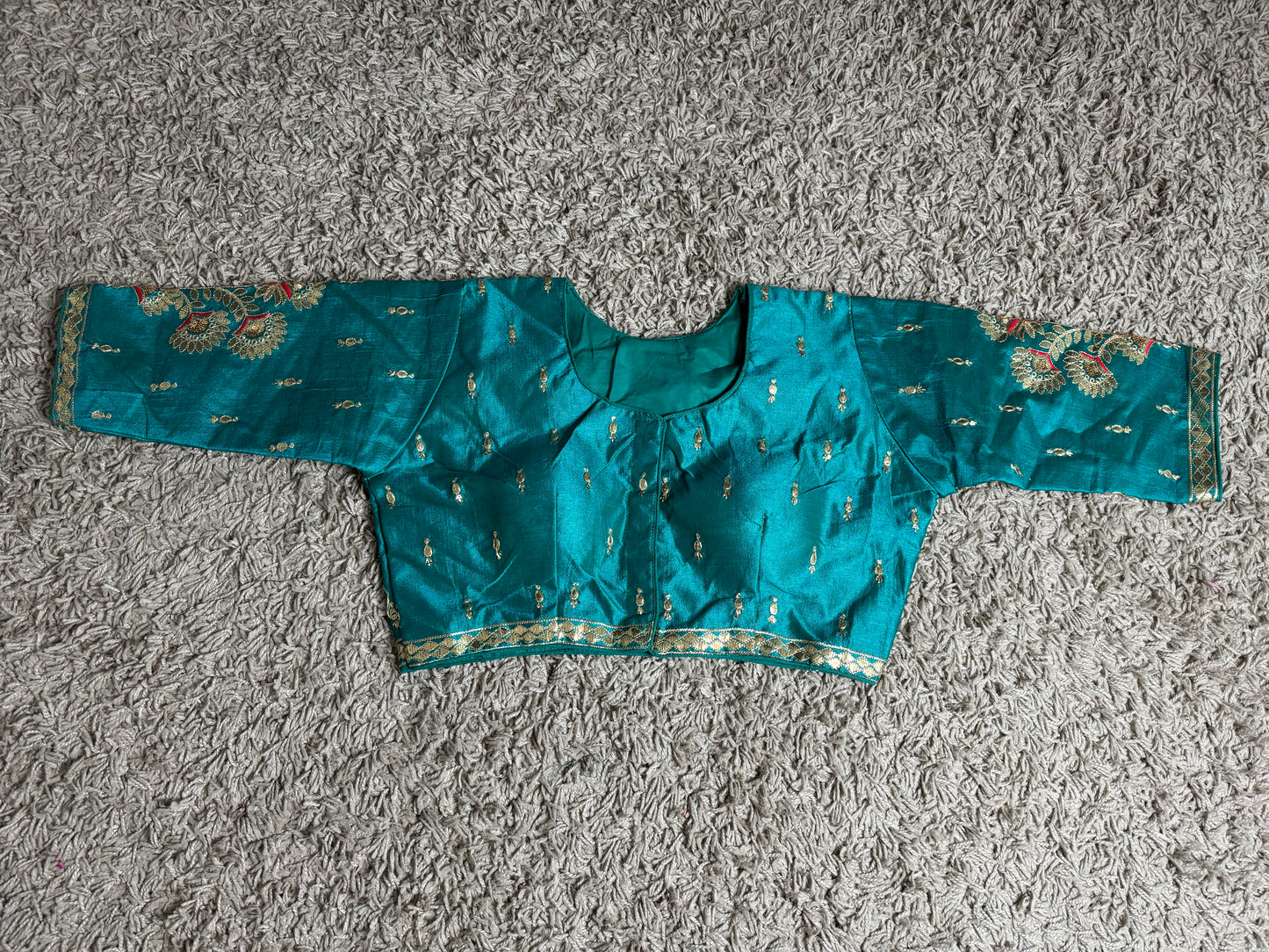 High-Quality Patchwork Elbow-Length Blouse in Cotton Silk