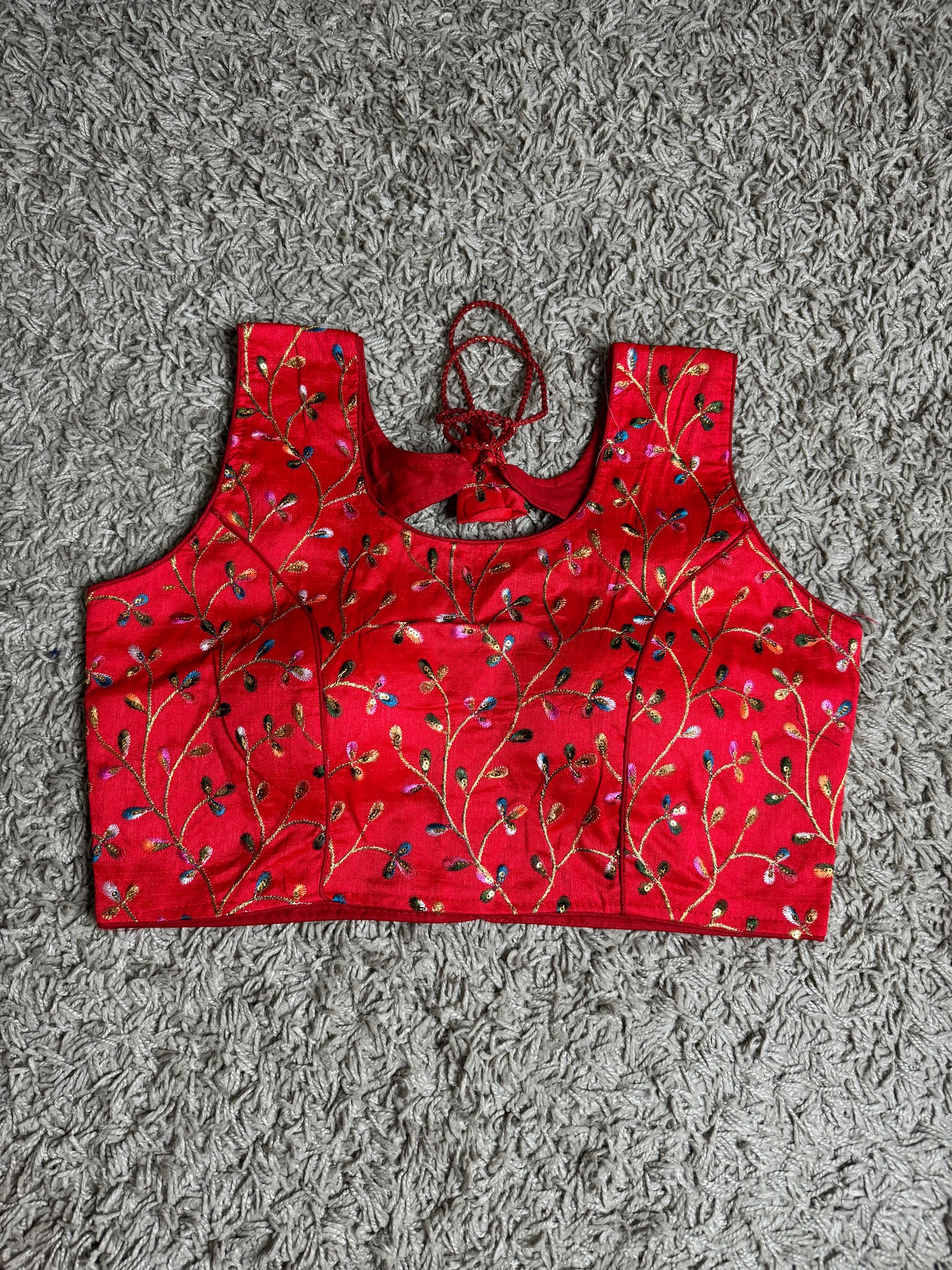 Classic Multi-Color Handwork Embroidery Blouse in Phantom Silk