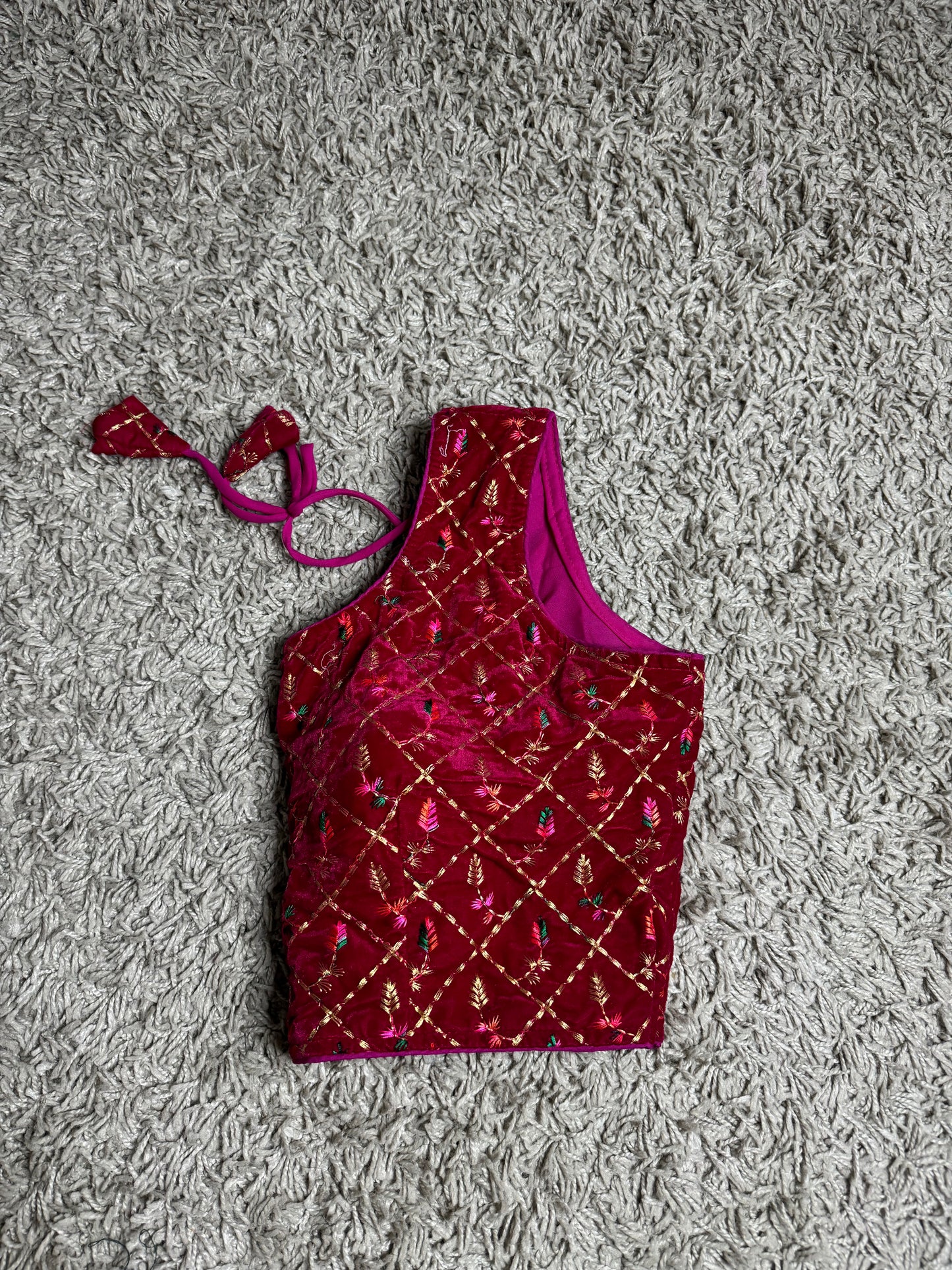 Rangrasiya: Bollywood Designer Velvet Blouse with Multi-Color Embroidery