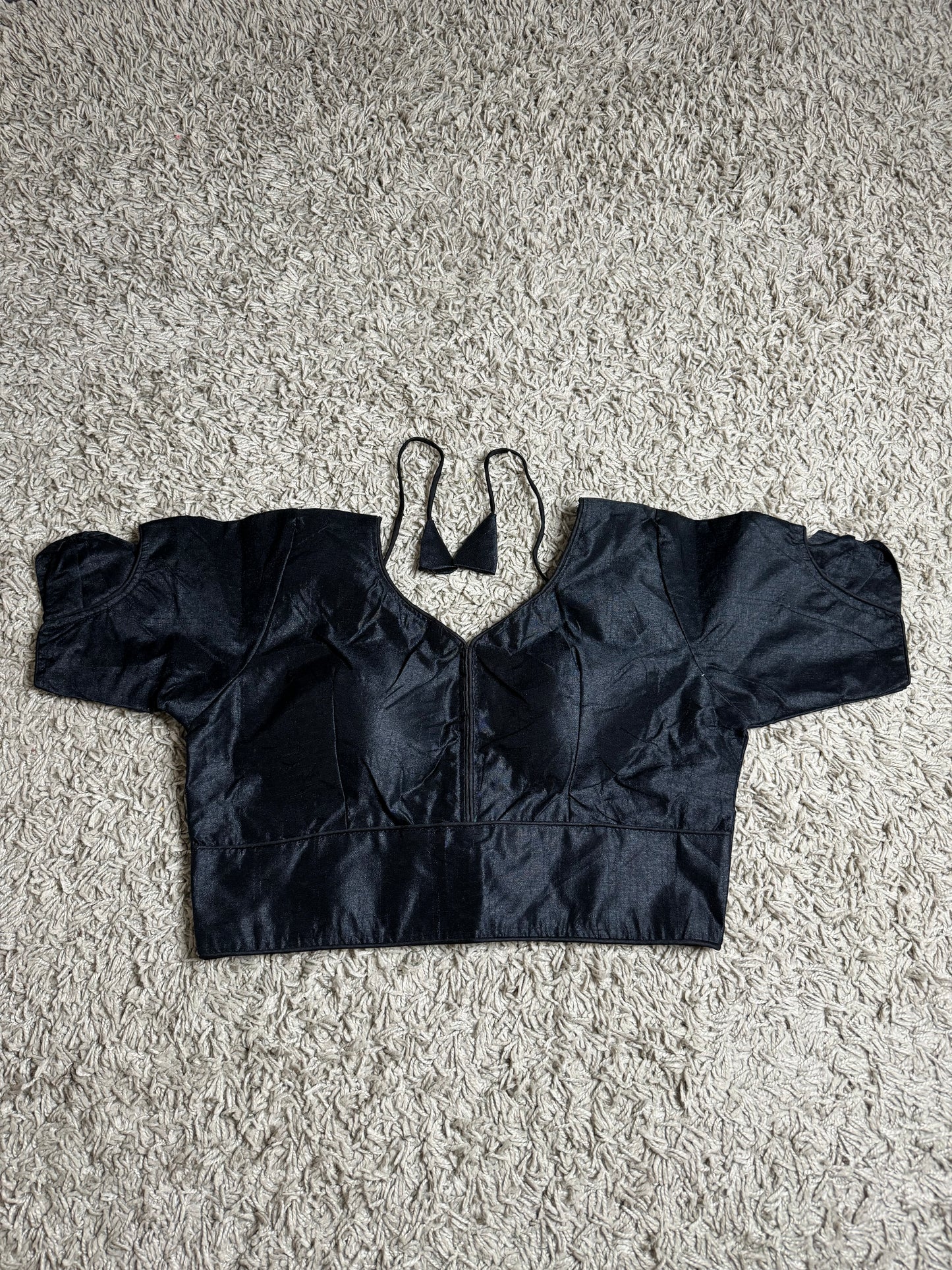 Plain Blouse with Bow-Detail Sleeves