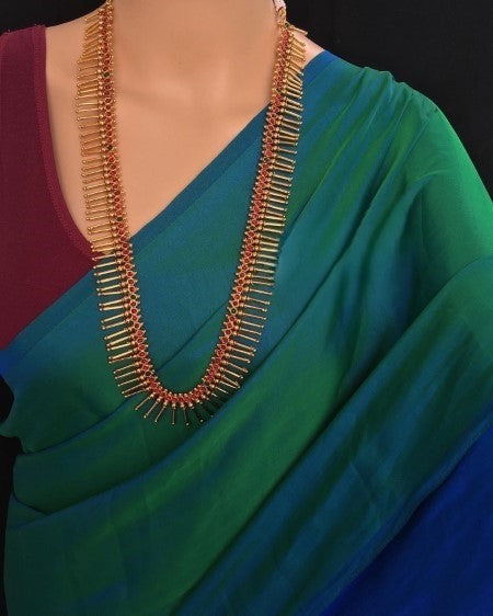 Nasha (Peacock Green Malai Silk Plain Saree)