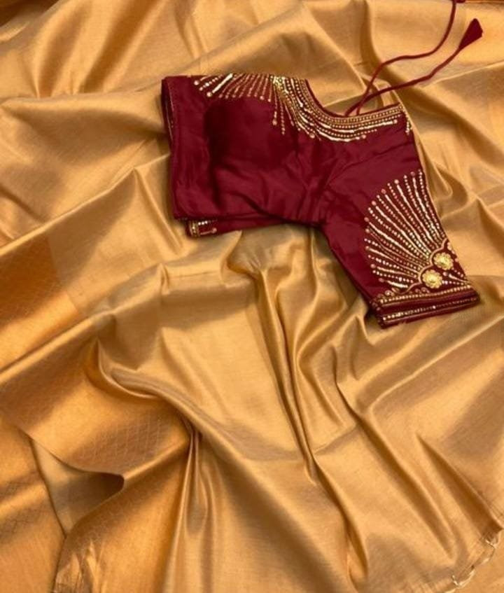Uppada Cotton Tissue Silk Plain Sarees