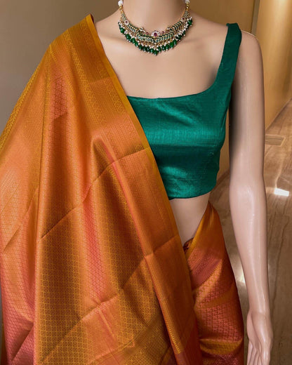 Mustard Brocade Art Silk