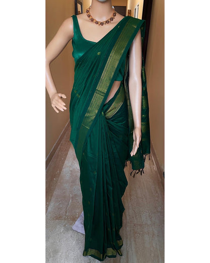 Green Grace Cotton Saree with zari border