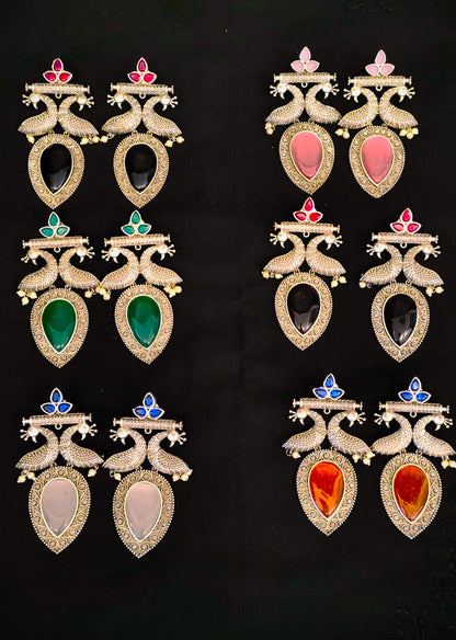 Peacock Vogue: Fashion-forward Brass Earrings