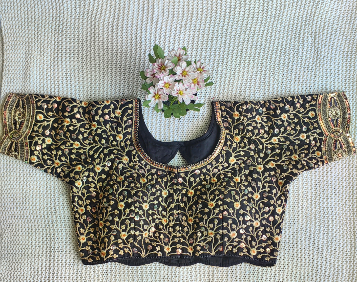 Codding Embroidery + 2mm Sequence Work Blouse