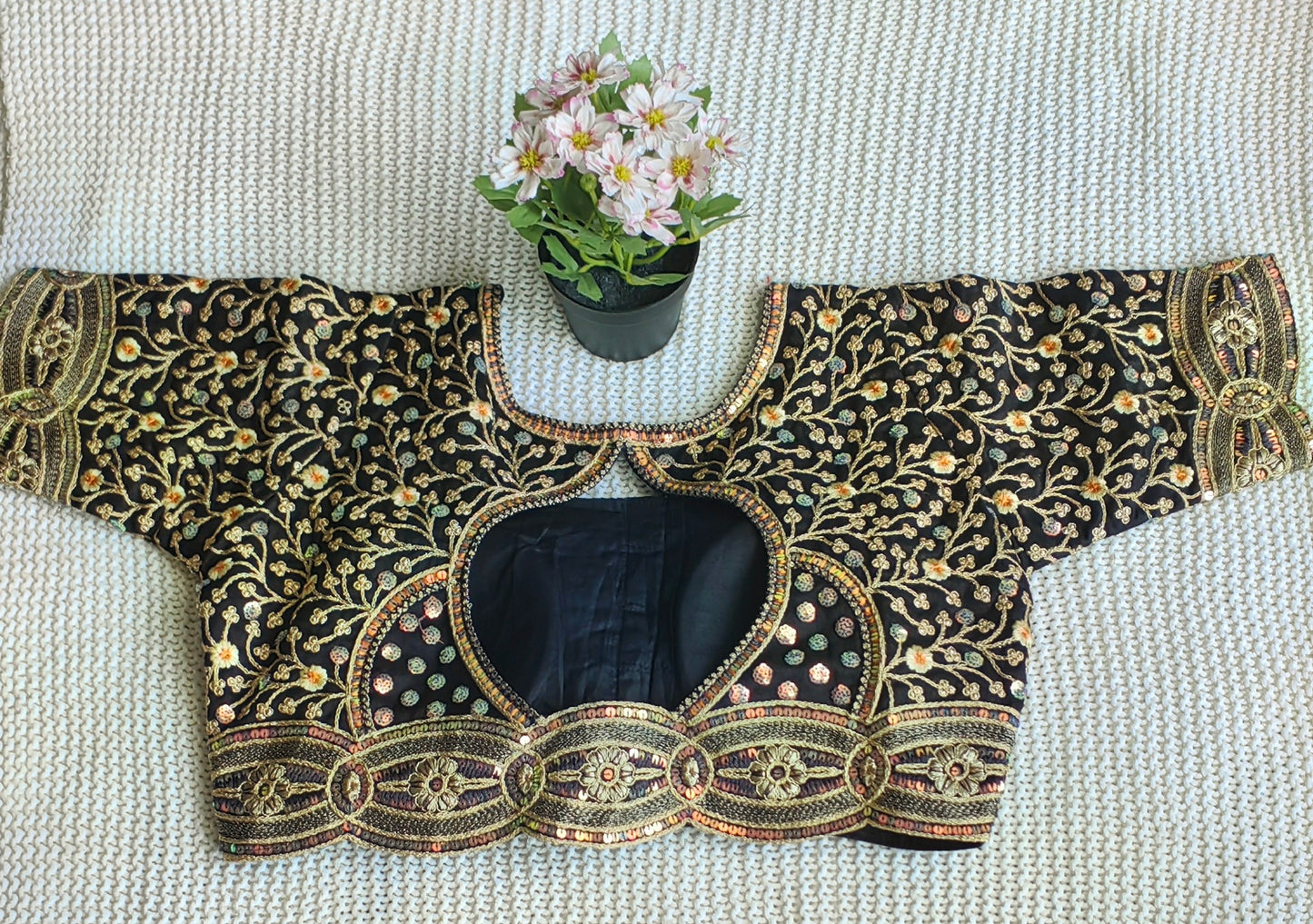 Codding Embroidery + 2mm Sequence Work Blouse