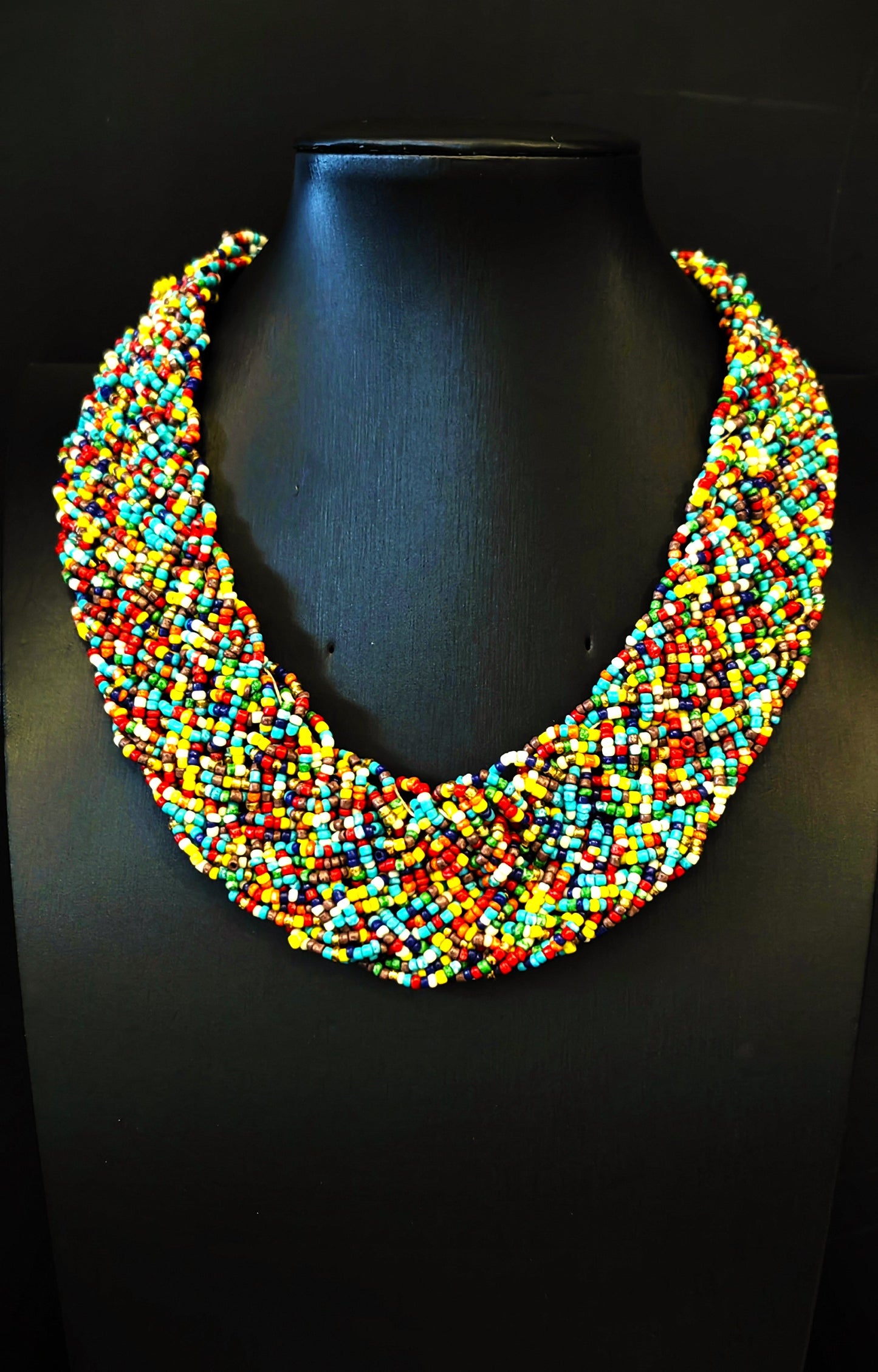 Bohemian Colorful Pleated Beaded Necklace for Women's