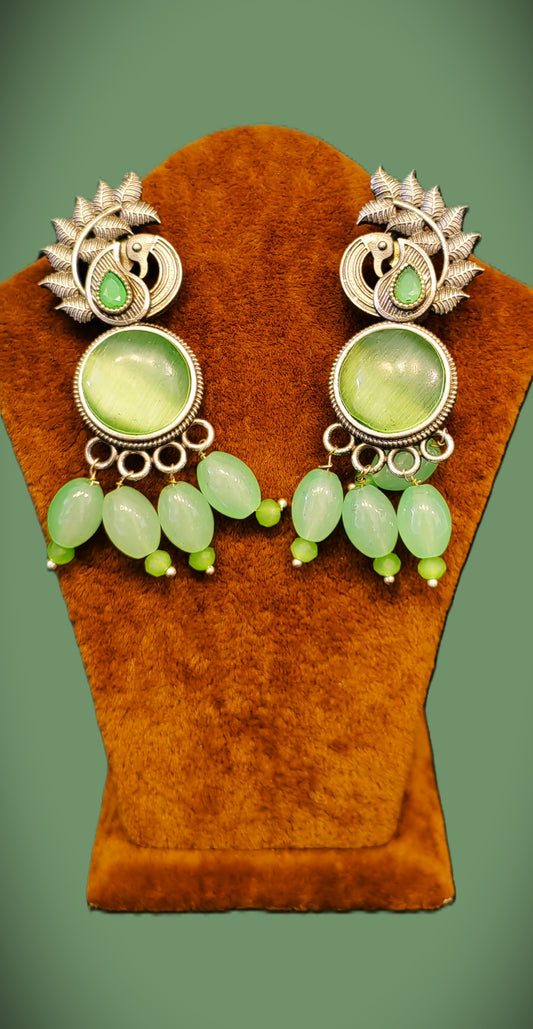 Peacock Brass Earrings for Women's