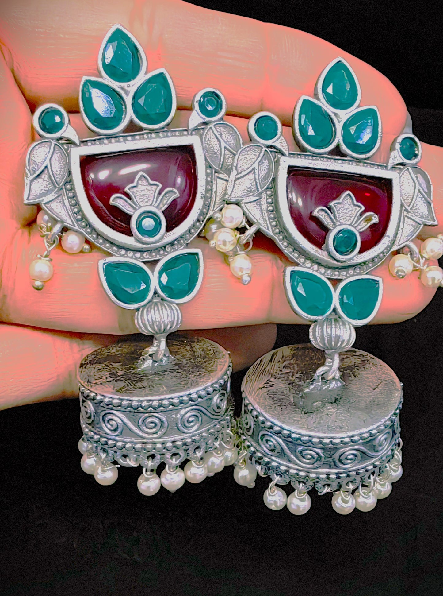 Peacock Brass Jhumka Earrings for Women