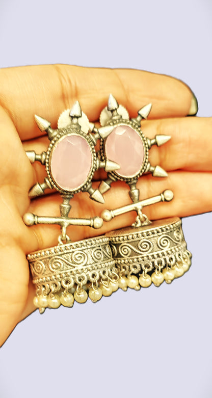 Stunning Brass Jhumka Featuring an Eye-Catching Stone Fitting at the Center