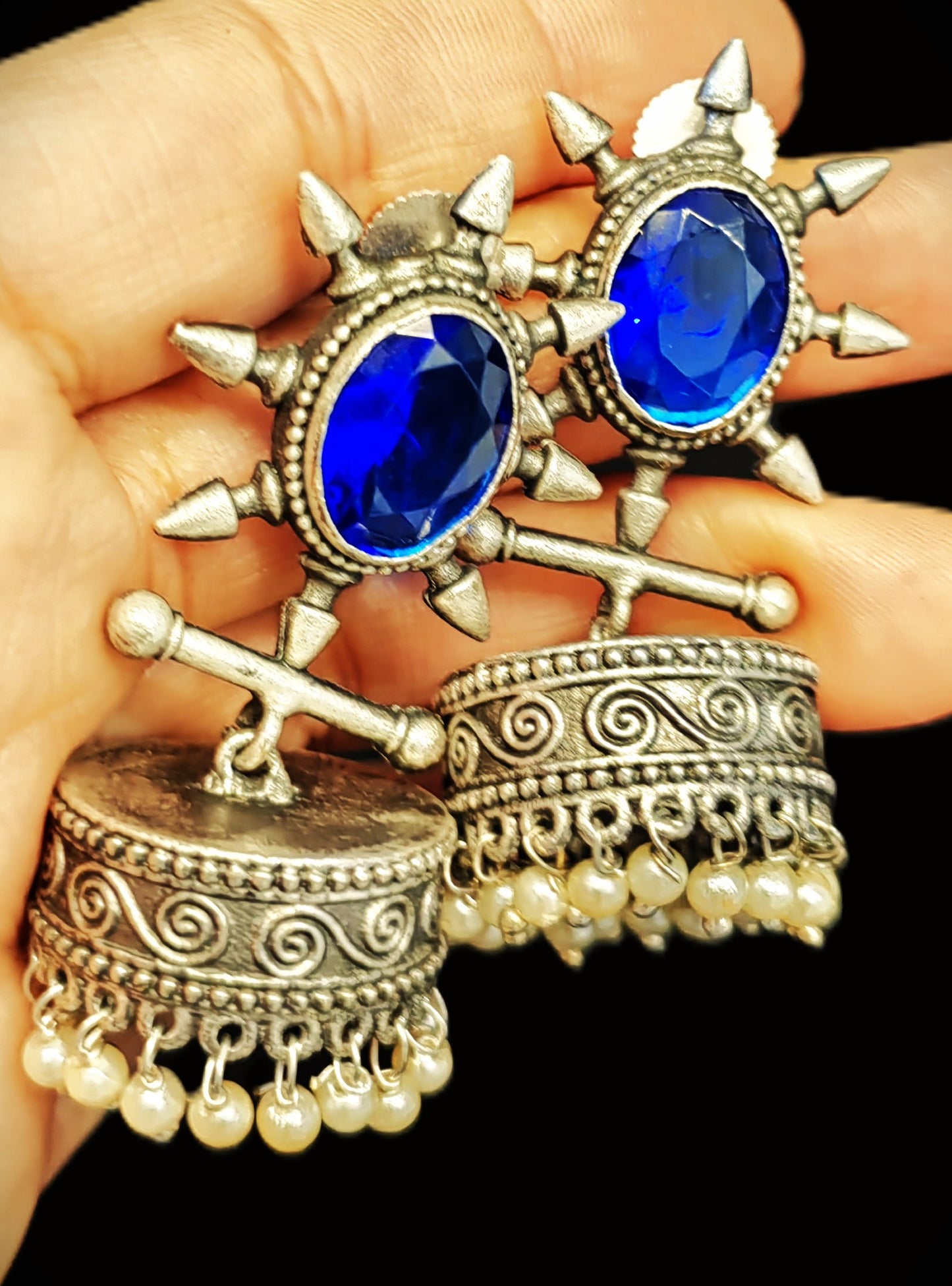 Stunning Brass Jhumka Featuring an Eye-Catching Stone Fitting at the Center