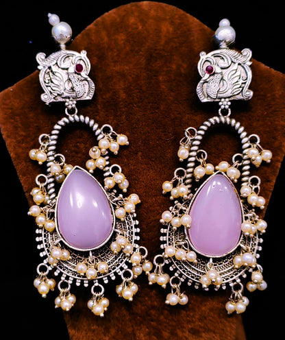 Graceful Long hanging Earrings  Embellished with Stunning Stones and Beads"