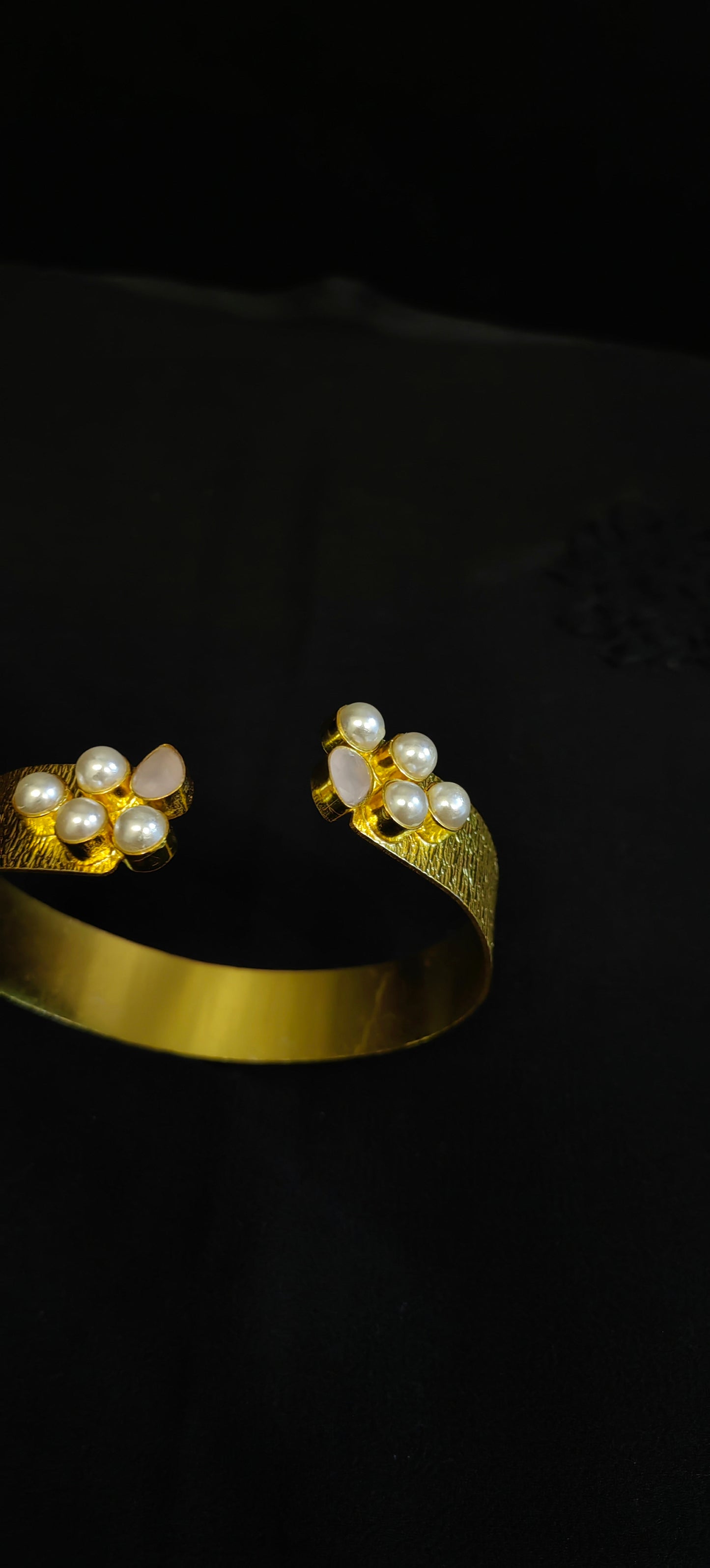 Golden Fusion: Indo-Western Brass Bracelet with Pearl Embellishments