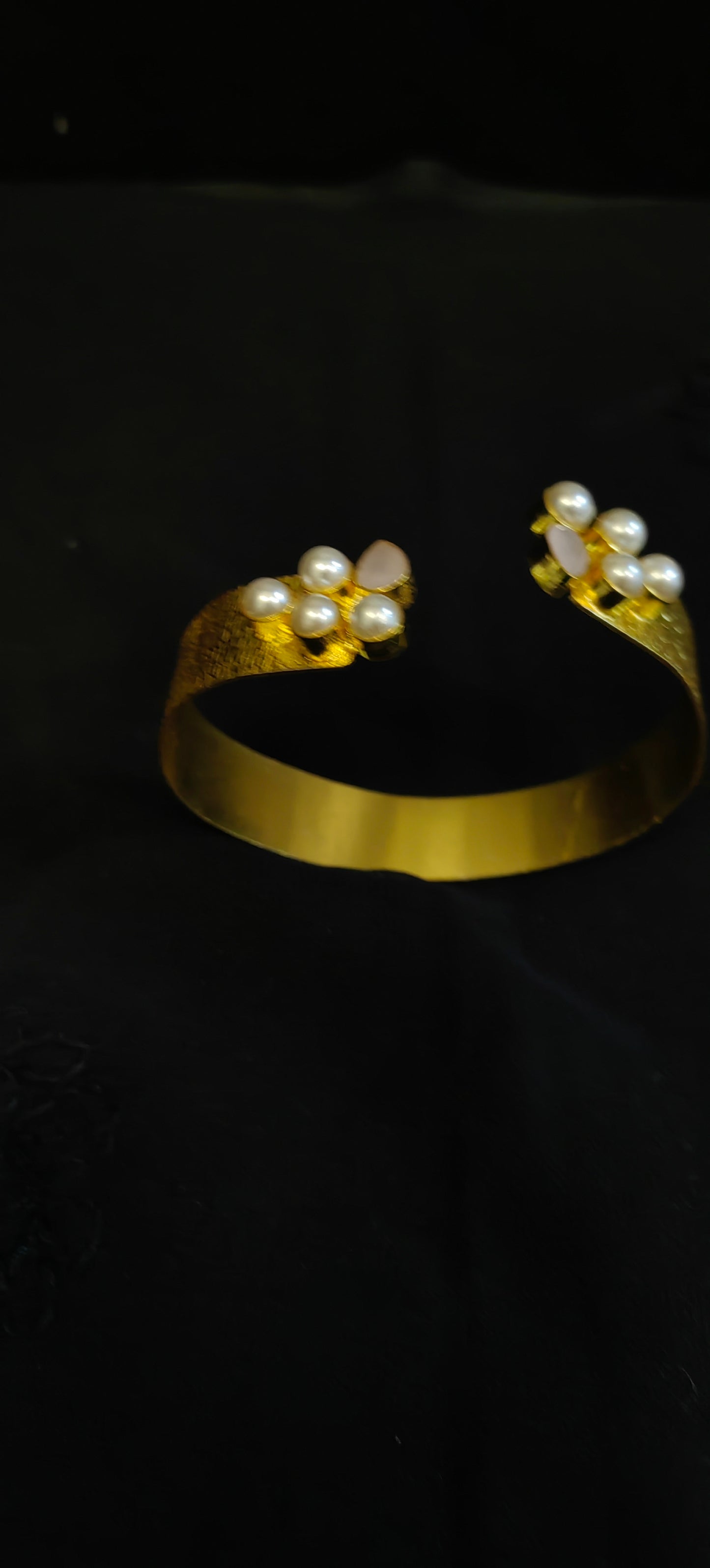 Golden Fusion: Indo-Western Brass Bracelet with Pearl Embellishments