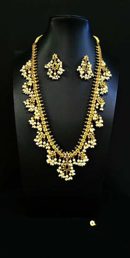 Guttapusalu Necklace: Traditional South Indian temple Bridal Jewelry