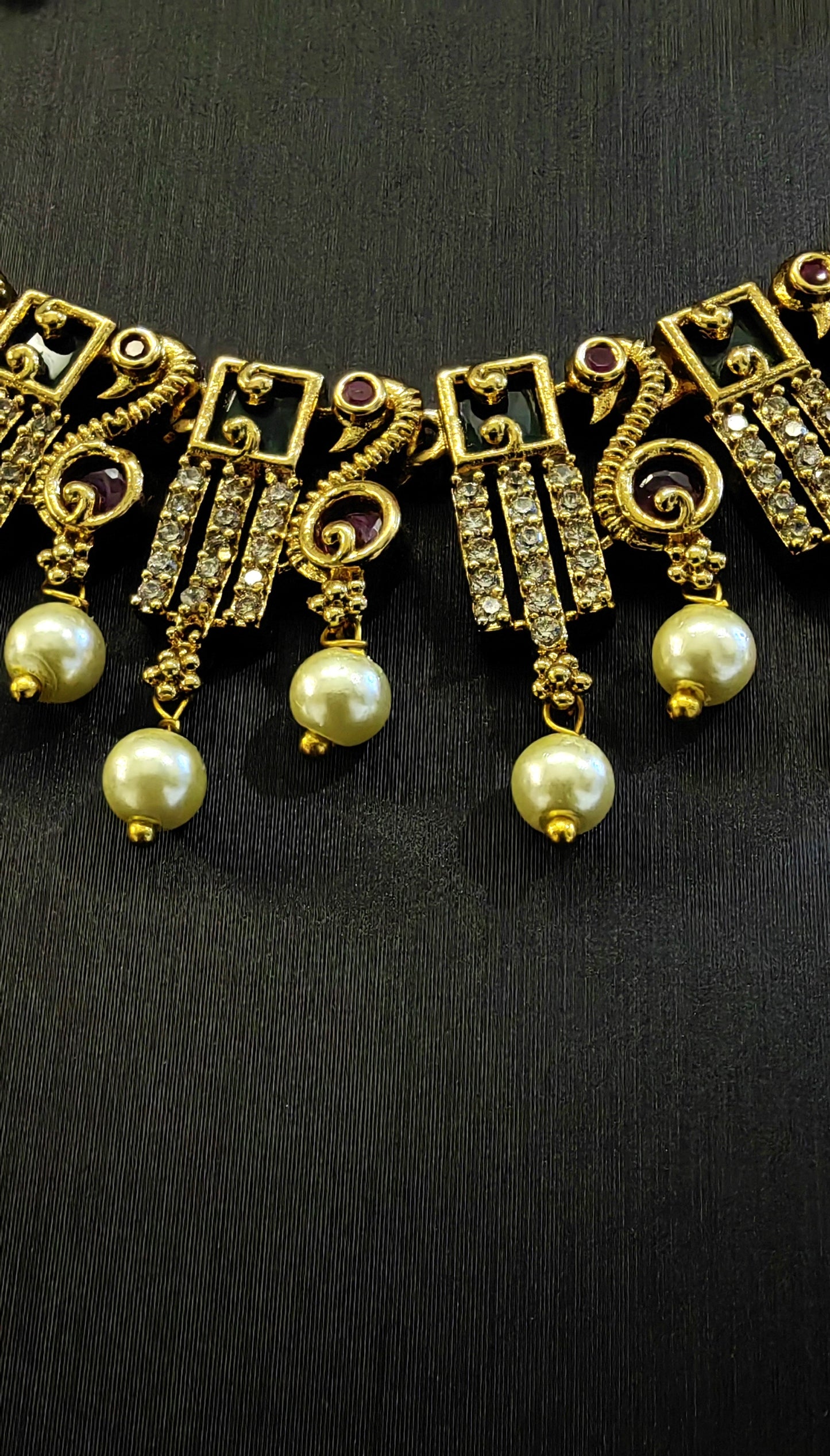 Divine Adornments: Golden Temple Necklace with Earrings for Women