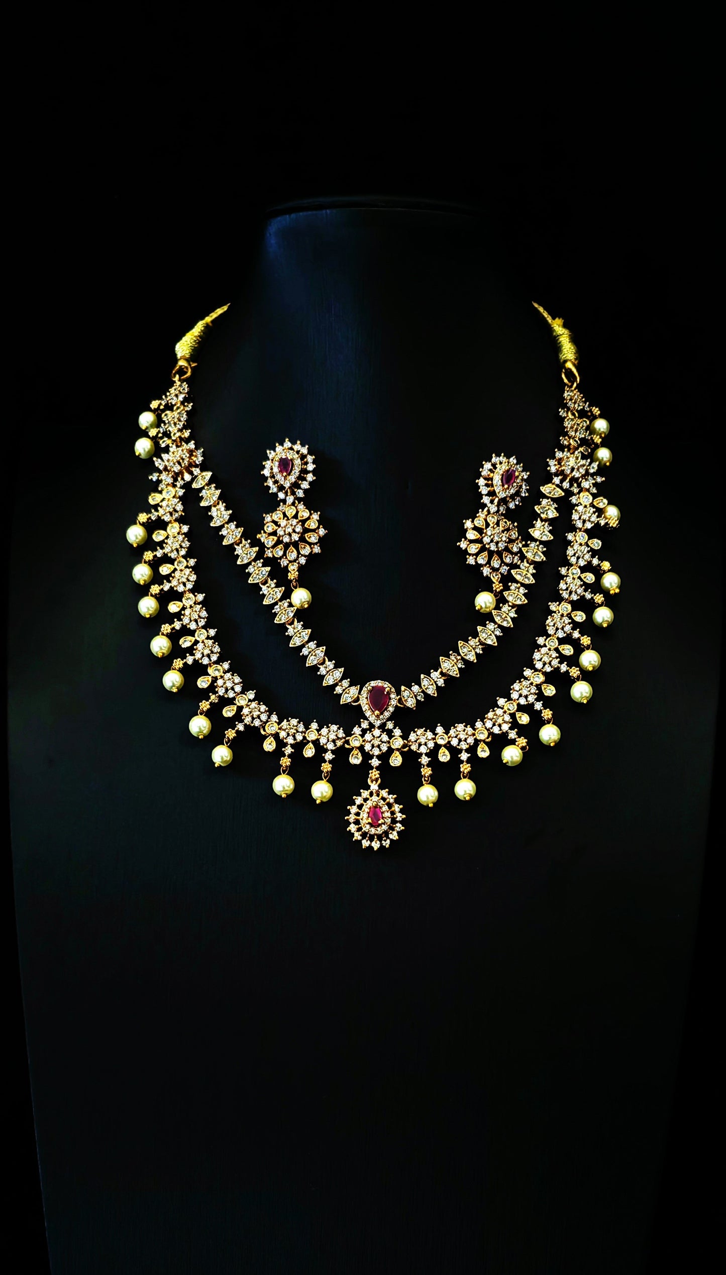 Premium Double-Layered Bridal Necklace with Matching Earrings