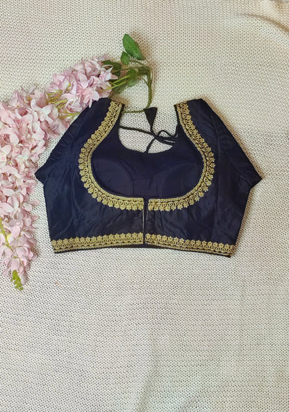 Trendy Mulberry Silk Embroidered Blouse / Bangalore Silk Stitched Blouse