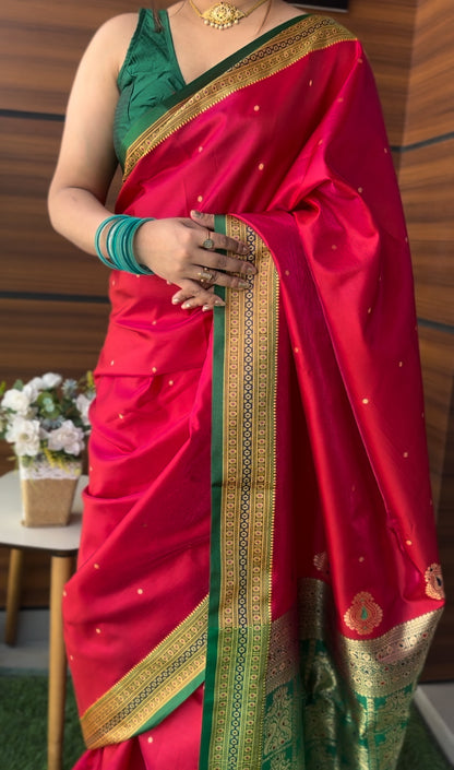 Fiery Elegance Hot Pink Satin Silk Saree