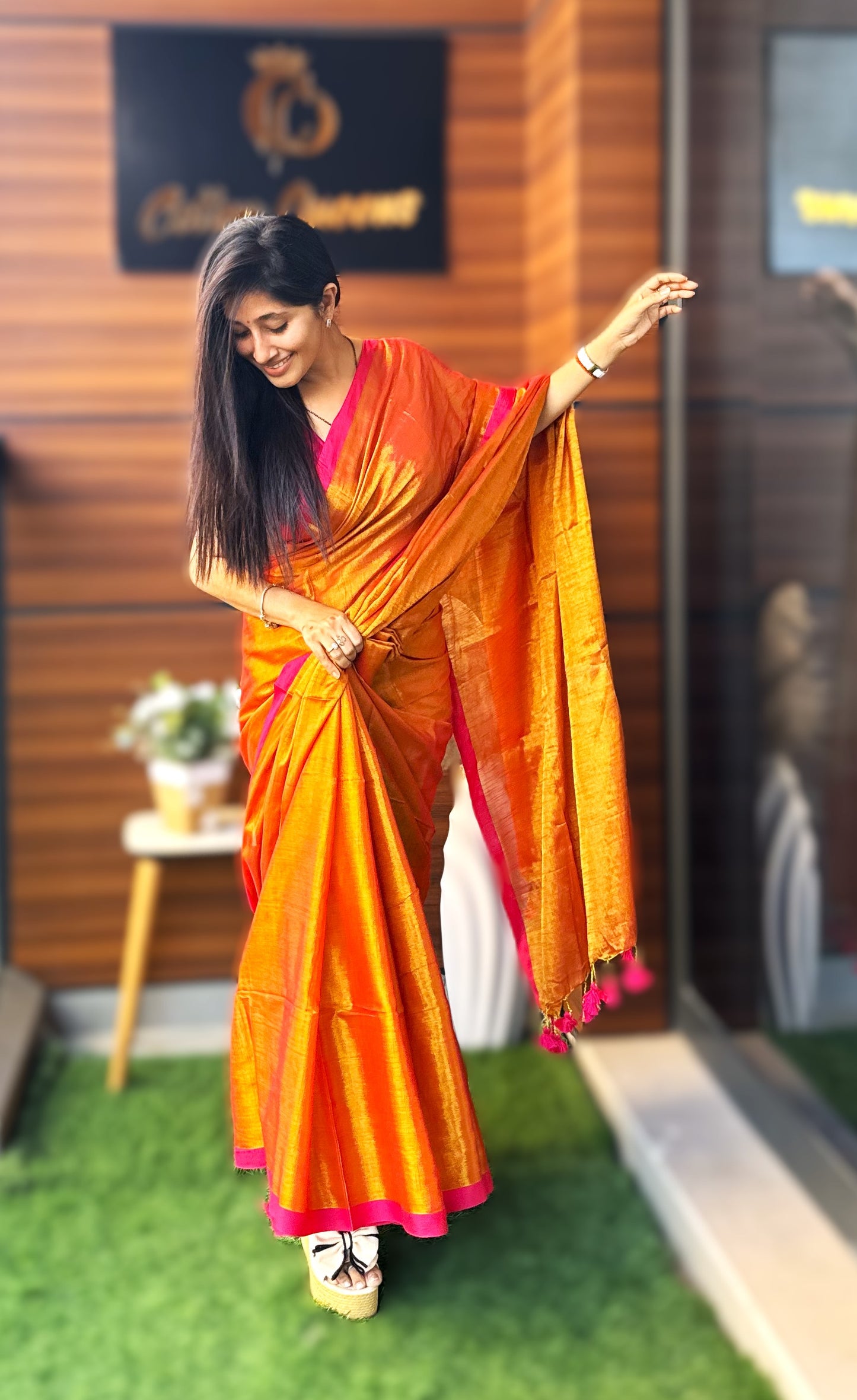 Sunset Elegance Tissue Cotton Saree