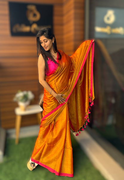 Sunset Elegance Tissue Cotton Saree