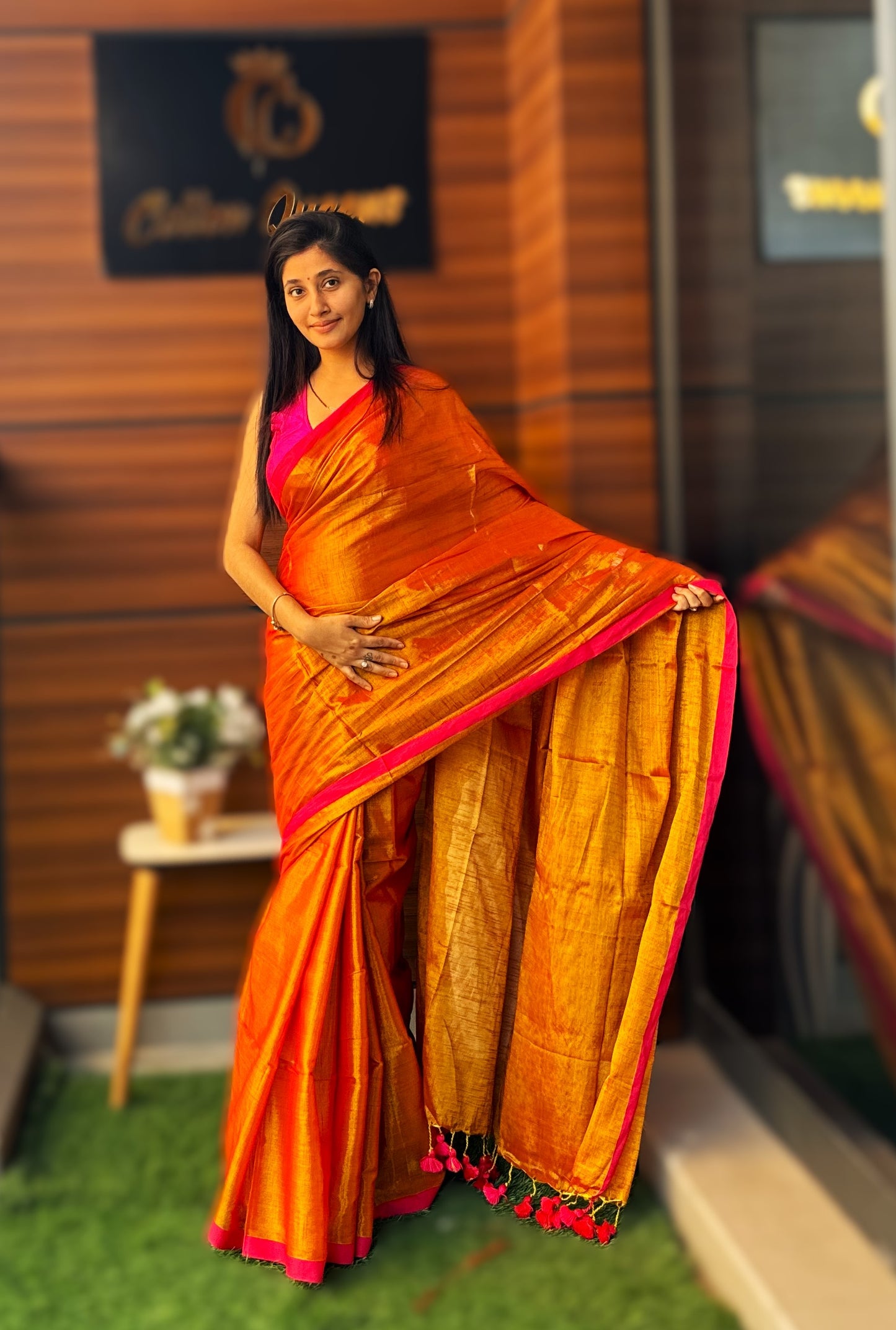 Sunset Elegance Tissue Cotton Saree